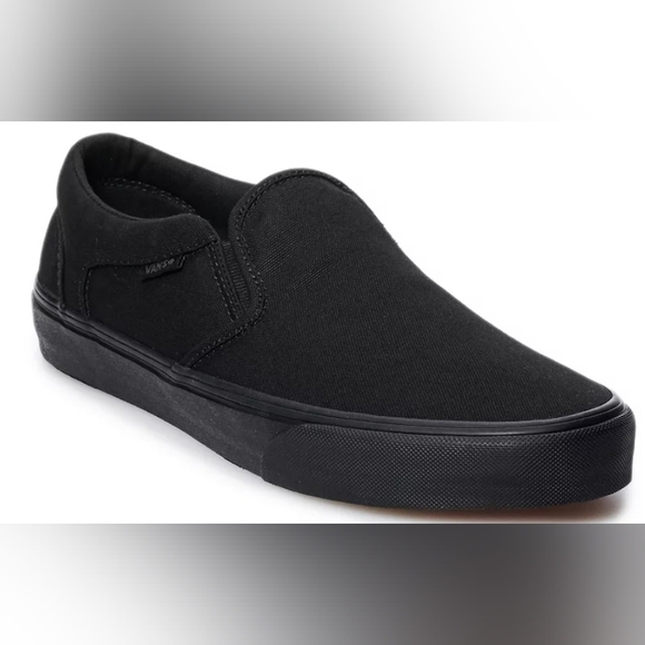 Vans Other - Vans® Asher Men's Black Slip-On Sneakers Size 7.5 Like New